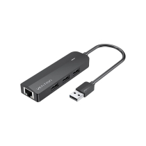 VENTION Hub 3 Ports USB 2.0 + Ethernet Adapter 100M 0.15m (Black)
