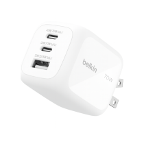 BELKIN Charger Sector GaN 3 Ports 70W With Travel Adapters (White)